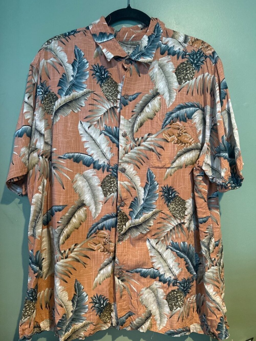 Batik Bay XXL Hawaiian Shirt Pineapple Palm Print Rayon Button Down Tropical